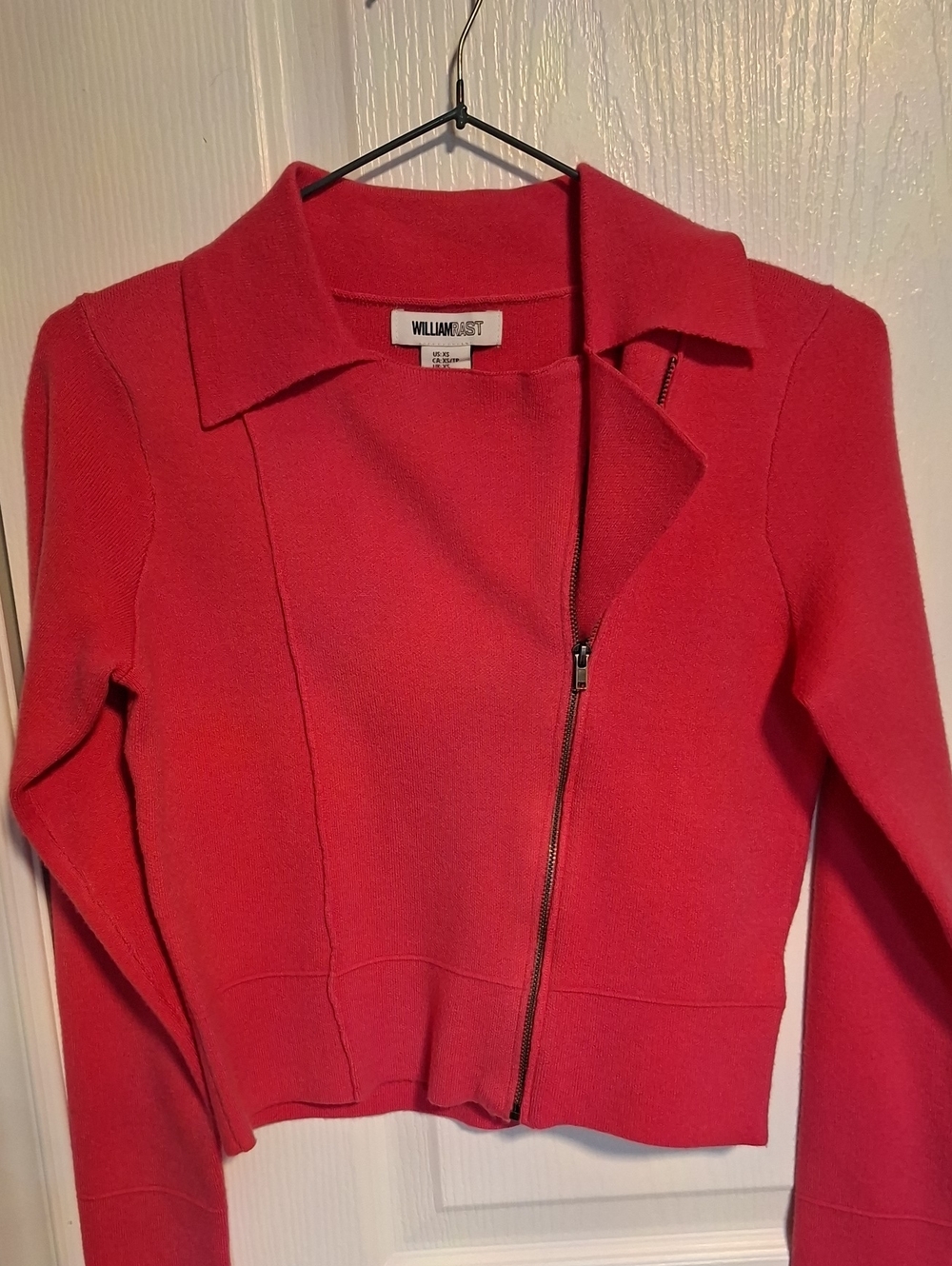 William Rast Deep Pink Asymmetrical Zip Sweater